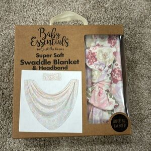 Baby Essentials swaddle blanket and headband